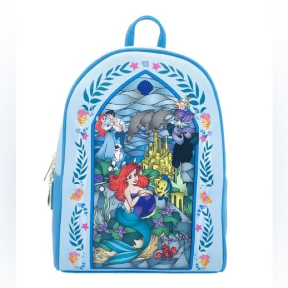NWT LOUNGEFLY | THE LITTLE MERMAID STAIN GLASS MINI BACKPACK 'EXCLUSIVE' - Picture 1 of 5